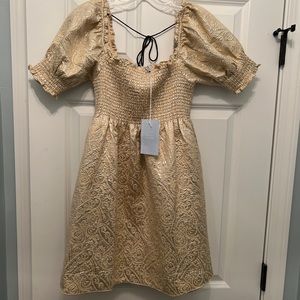 Hill House Home Gold Brocade Athena dress - size S. NWT.